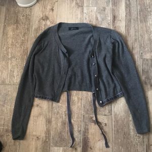 Grey Cropped Cardigan